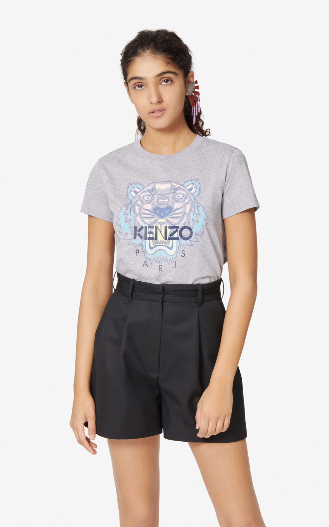 T Shirt Kenzo Femme Tiger Grise RXPJV-0615